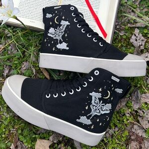 . Bangs Black Enchanted Moonlight Platform Embroidered High Top Sneakers